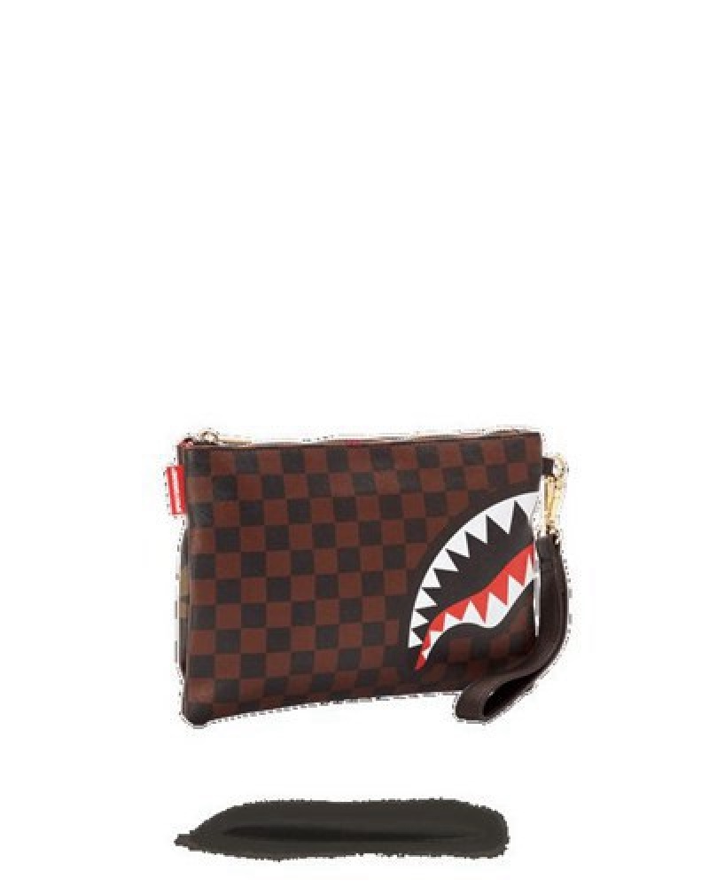 Brown Sprayground Checks In Camoflauge Crossover Clutch Bag | 80237-SWFJ