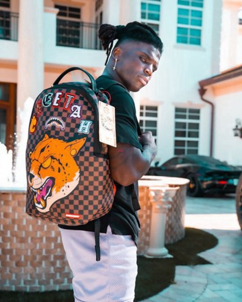 Brown Sprayground Cheetah Speed Shark (Tyreek Hill Collab) Backpacks | 27094-EQCG