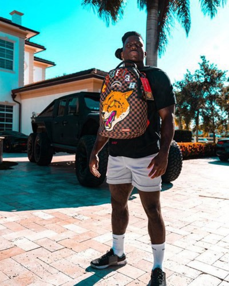 Brown Sprayground Cheetah Speed Shark (Tyreek Hill Collab) Backpacks | 27094-EQCG