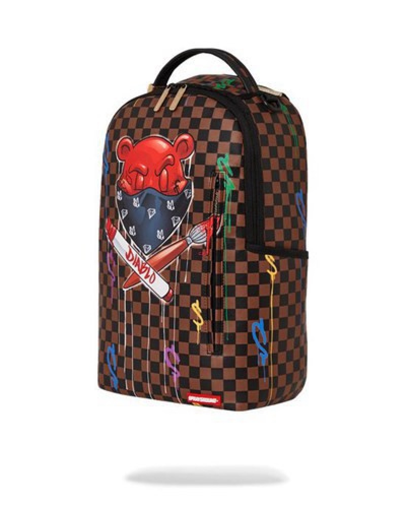 Brown Sprayground Diablo Midnight Games Backpacks | 15802-PSEZ