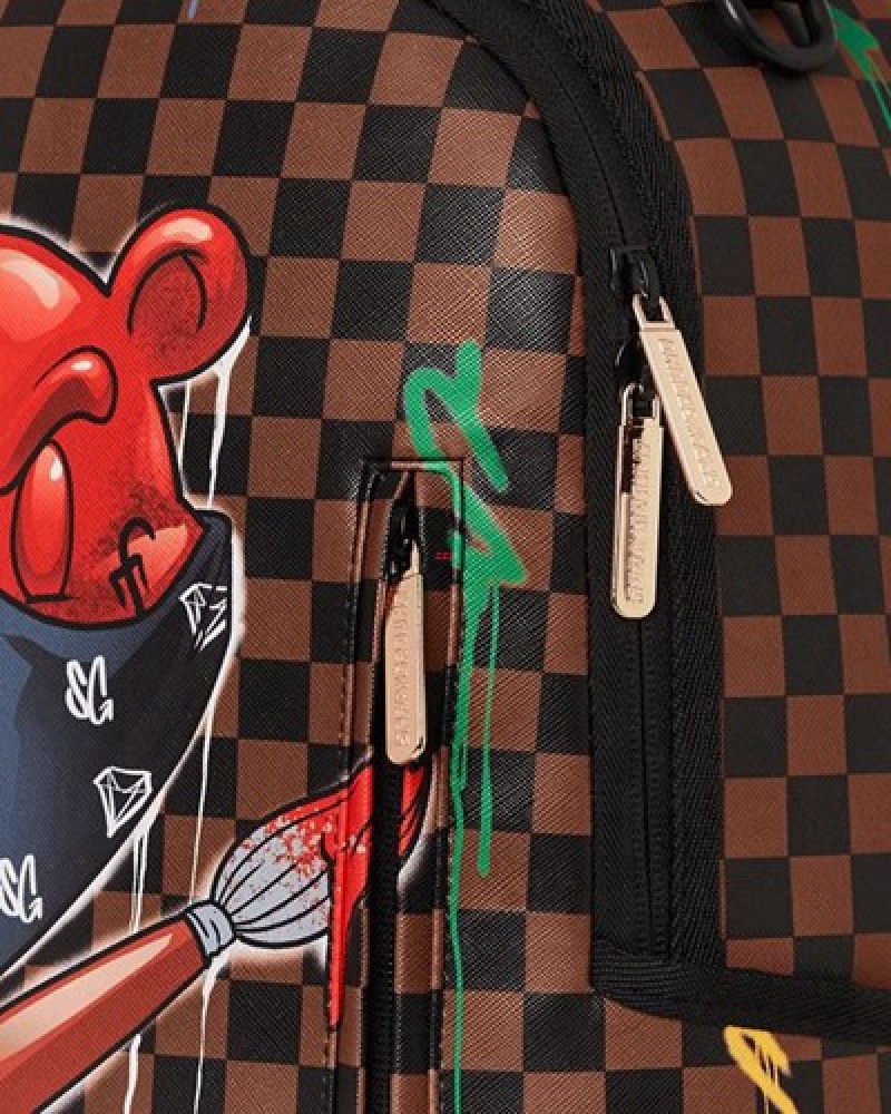 Brown Sprayground Diablo Midnight Games Backpacks | 15802-PSEZ