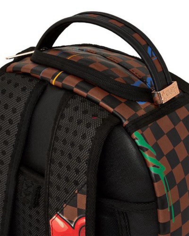 Brown Sprayground Diablo Midnight Games Backpacks | 15802-PSEZ