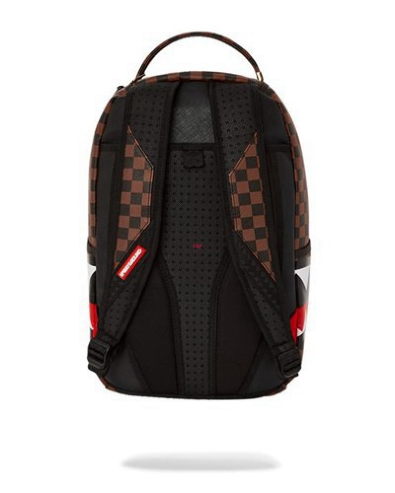 Brown Sprayground Double Trouble (Dlxv) Backpacks | 76829-CFVX