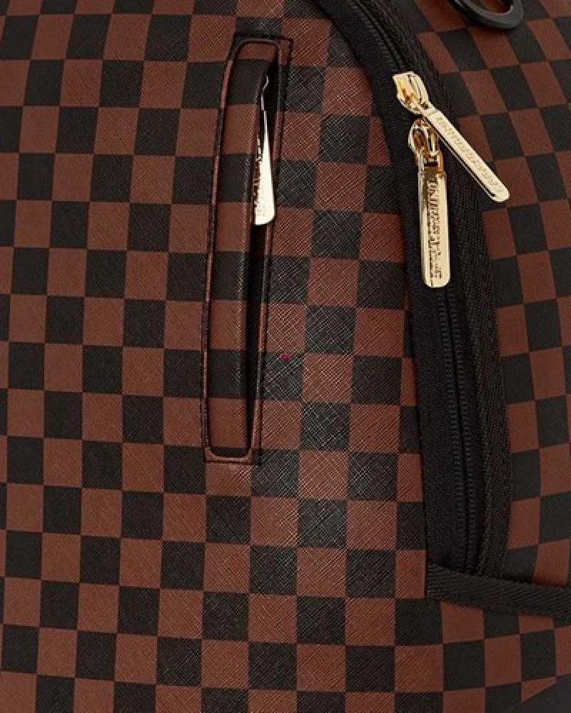 Brown Sprayground Double Trouble (Dlxv) Backpacks | 76829-CFVX