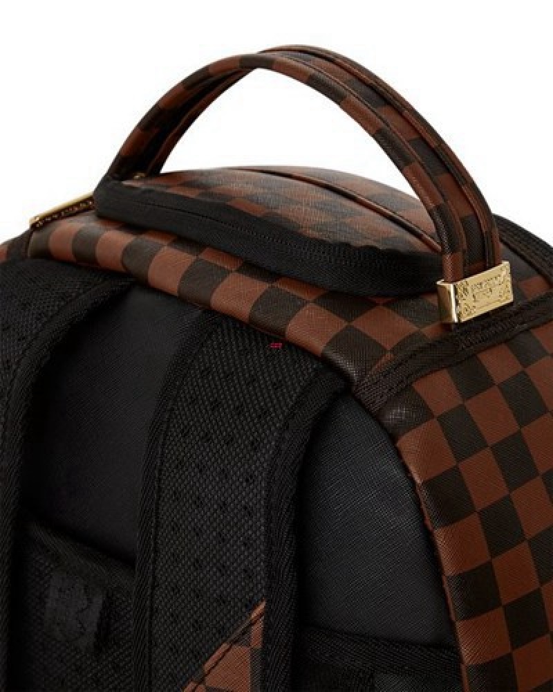 Brown Sprayground Double Trouble (Dlxv) Backpacks | 76829-CFVX