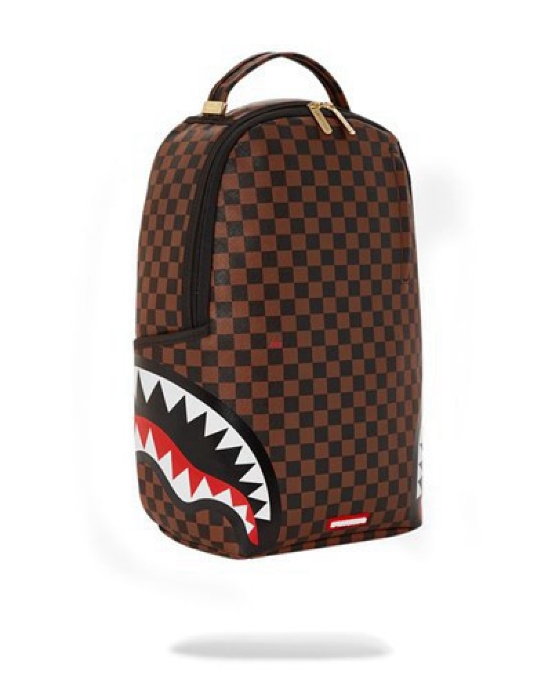 Brown Sprayground Double Trouble (Dlxv) Backpacks | 76829-CFVX