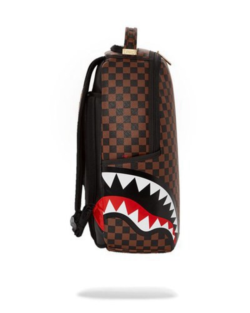 Brown Sprayground Double Trouble (Dlxv) Backpacks | 76829-CFVX