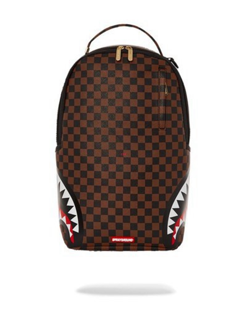 Brown Sprayground Double Trouble (Dlxv) Backpacks | 76829-CFVX