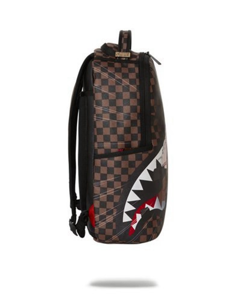 Brown Sprayground Dragon Ball Z Checked Smash (Dlxv) Backpacks | 65789-PQLX