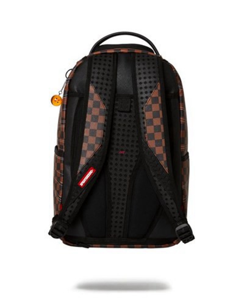 Brown Sprayground Dragon Ball Z Checked Smash (Dlxv) Backpacks | 65789-PQLX