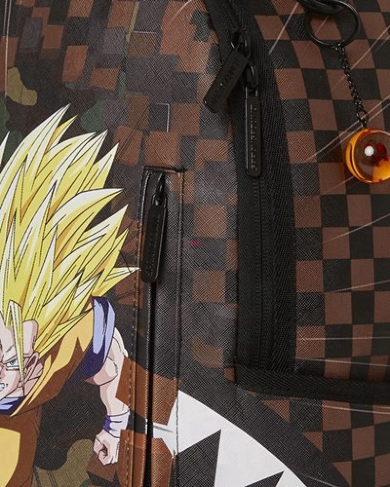 Brown Sprayground Dragon Ball Z Checked Smash (Dlxv) Backpacks | 65789-PQLX