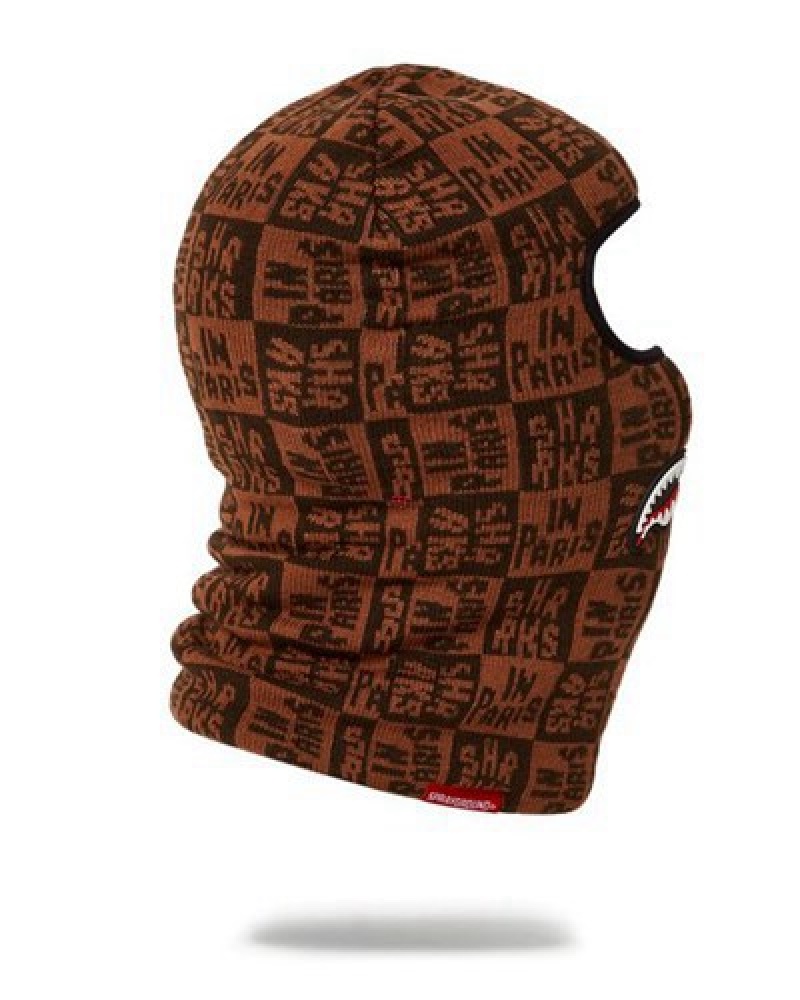 Brown Sprayground Frenzy Shark Ski Masks | 39450-TPBN