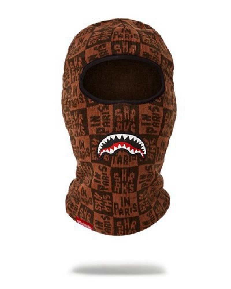 Brown Sprayground Frenzy Shark Ski Masks | 39450-TPBN