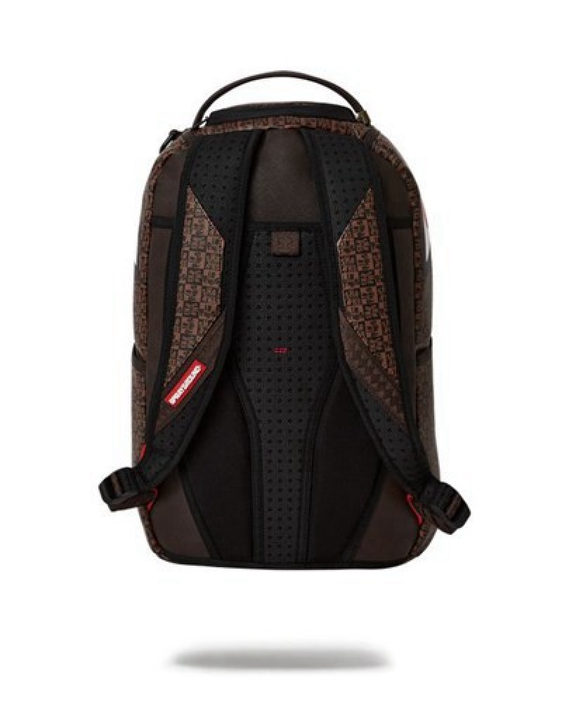 Brown Sprayground Frenzy Sharks (Dlxv) Backpacks | 37206-IKHF