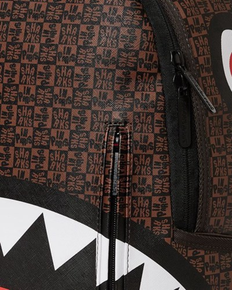 Brown Sprayground Frenzy Sharks (Dlxv) Backpacks | 37206-IKHF