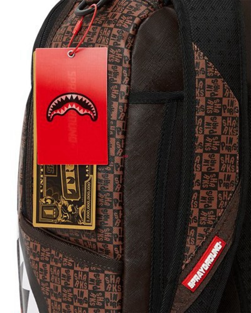 Brown Sprayground Frenzy Sharks (Dlxv) Backpacks | 37206-IKHF