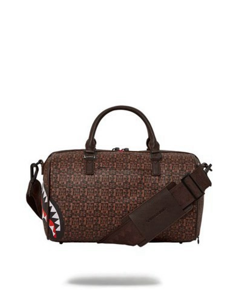 Brown Sprayground Frenzy Sharks Mini Duffle Bags | 35791-XWLF