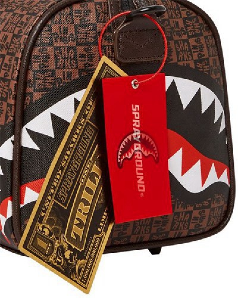 Brown Sprayground Frenzy Sharks Mini Duffle Bags | 35791-XWLF