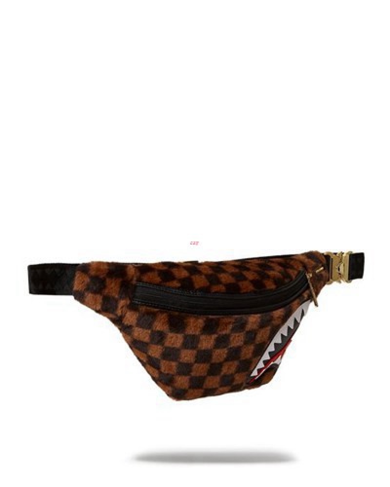 Brown Sprayground Furrr Sharks In Paris Savvy Crossbody Bags | 83205-PXQK