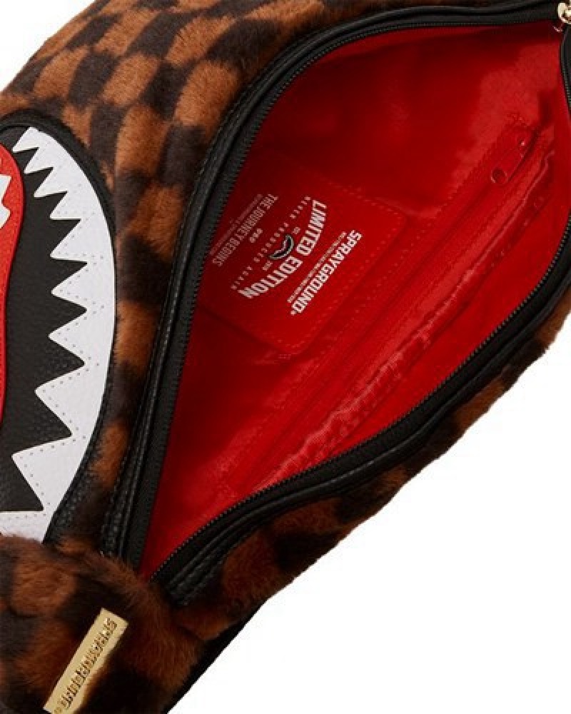 Brown Sprayground Furrr Sharks In Paris Savvy Crossbody Bags | 83205-PXQK