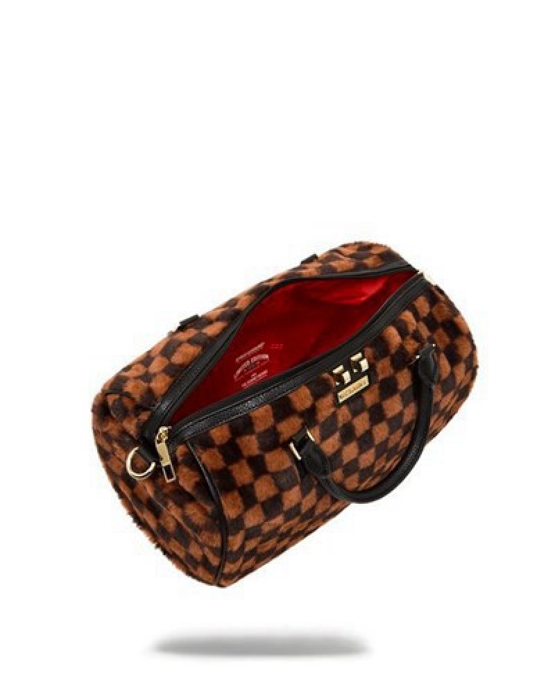 Brown Sprayground Furrr Sharks In Paris Mini Duffle Bags | 06185-OTYA