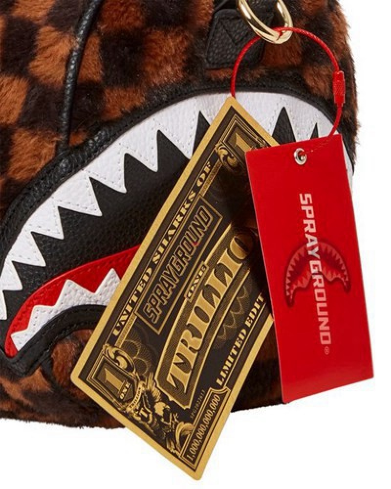 Brown Sprayground Furrr Sharks In Paris Mini Duffle Bags | 06185-OTYA