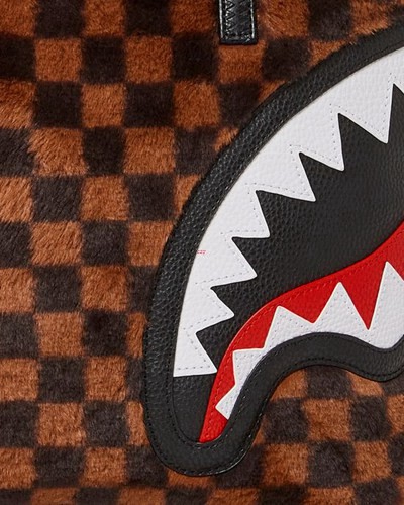 Brown Sprayground Furrr Sharks In Paris Handbag | 84509-DIBA