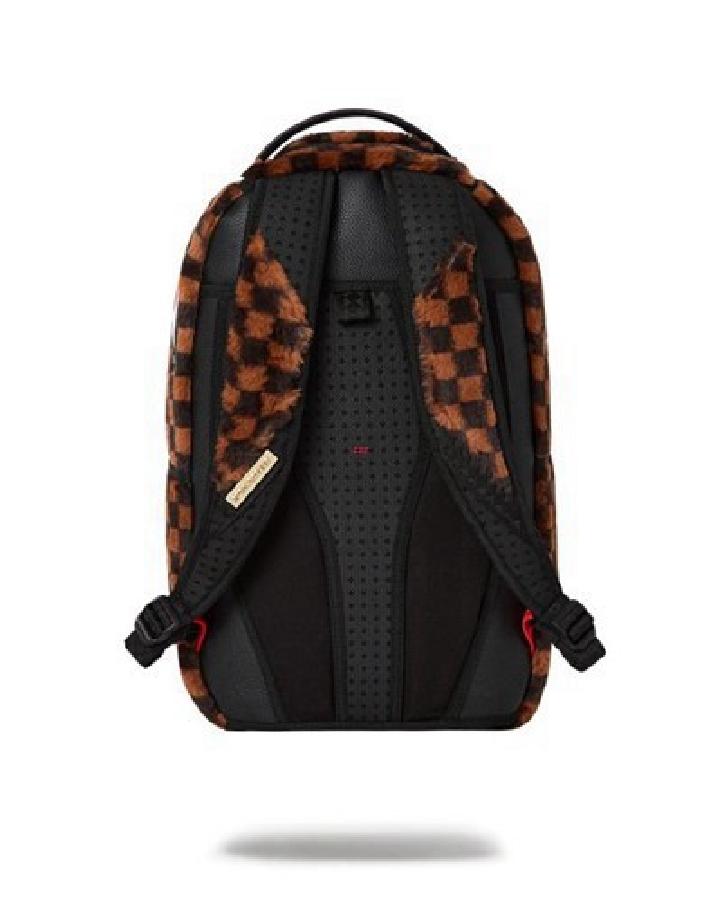 Brown Sprayground Furrr Sharks In Paris (Dlxv) Backpacks | 46019-MPKO