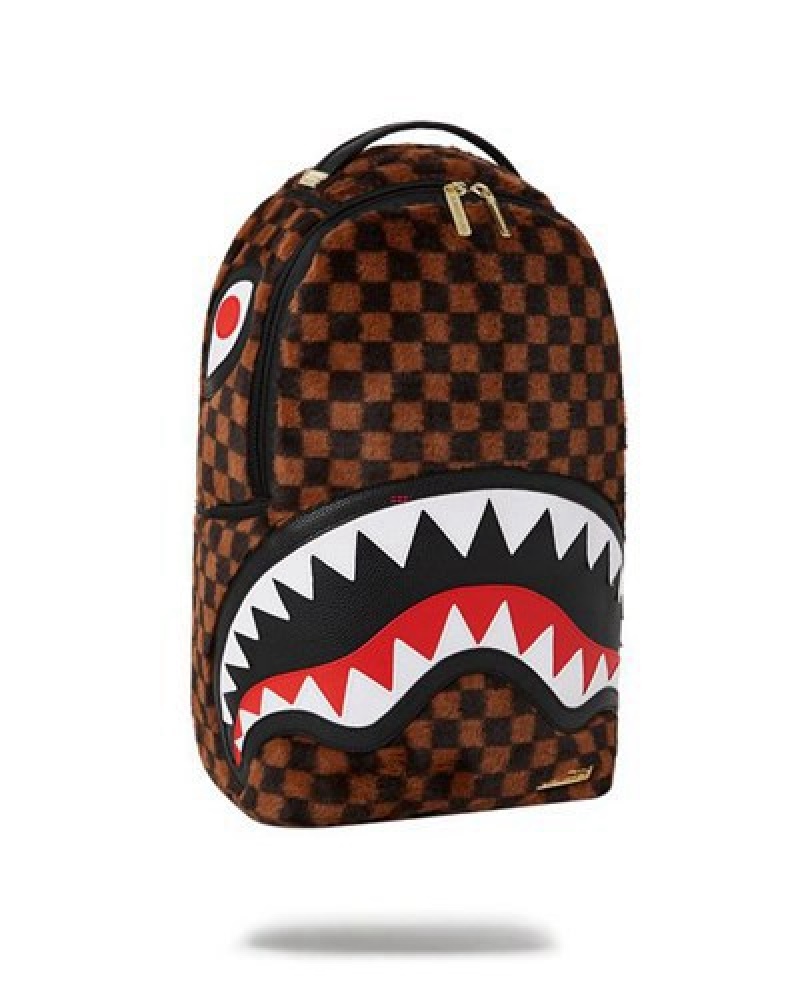 Brown Sprayground Furrr Sharks In Paris (Dlxv) Backpacks | 46019-MPKO