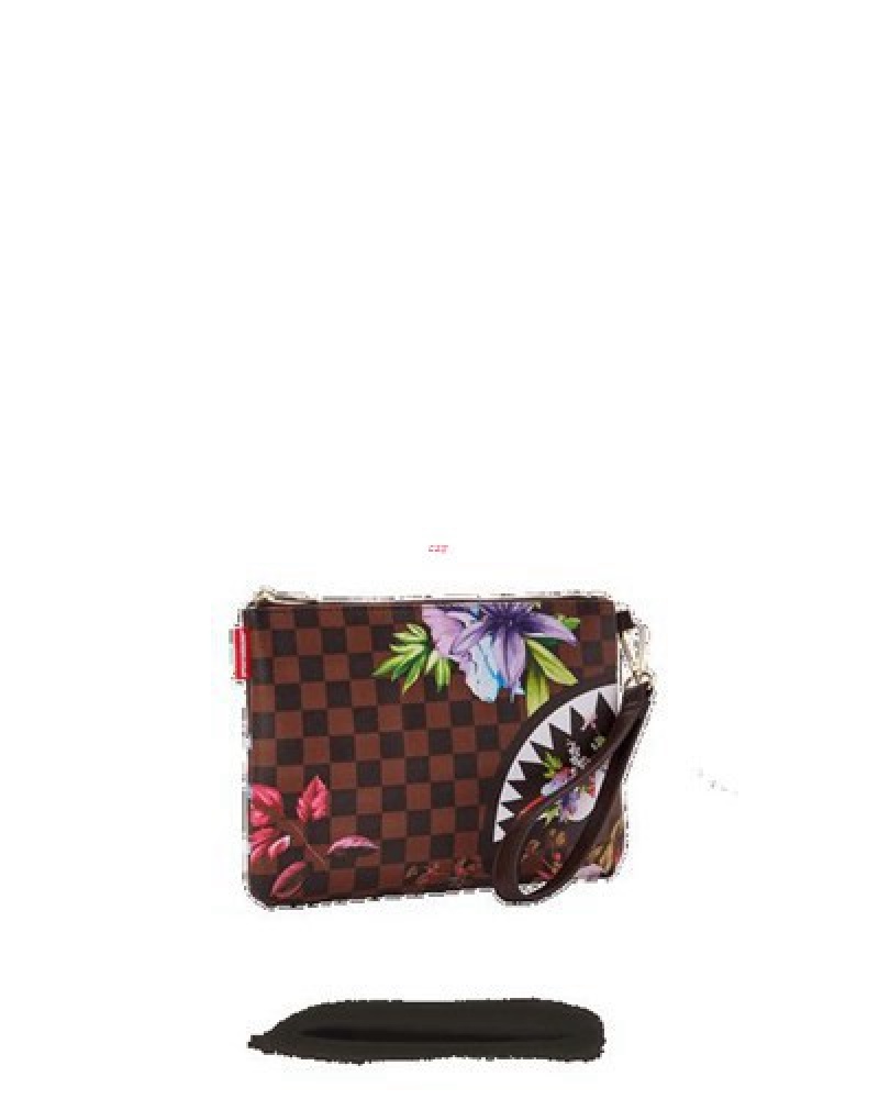 Brown Sprayground Garden Of Sharks Crossover Clutch Bag | 71804-XPMW