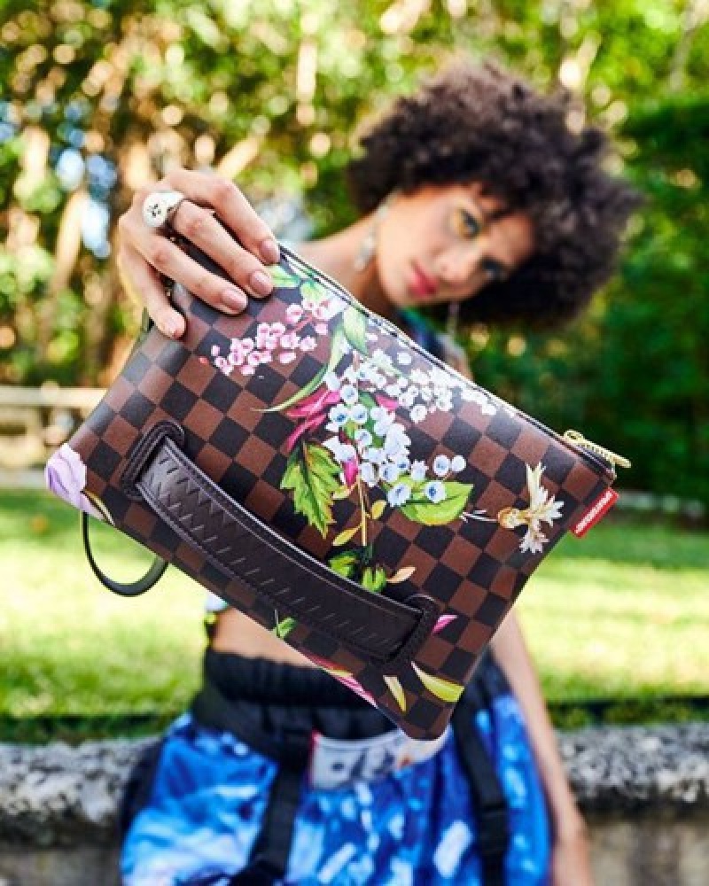 Brown Sprayground Garden Of Sharks Crossover Clutch Bag | 71804-XPMW