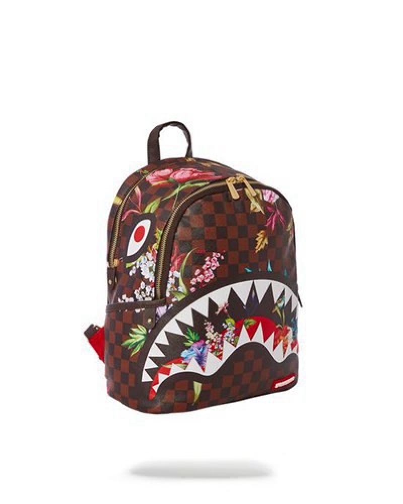 Brown Sprayground Garden Of Sharks Savage Backpacks | 82657-KPIV