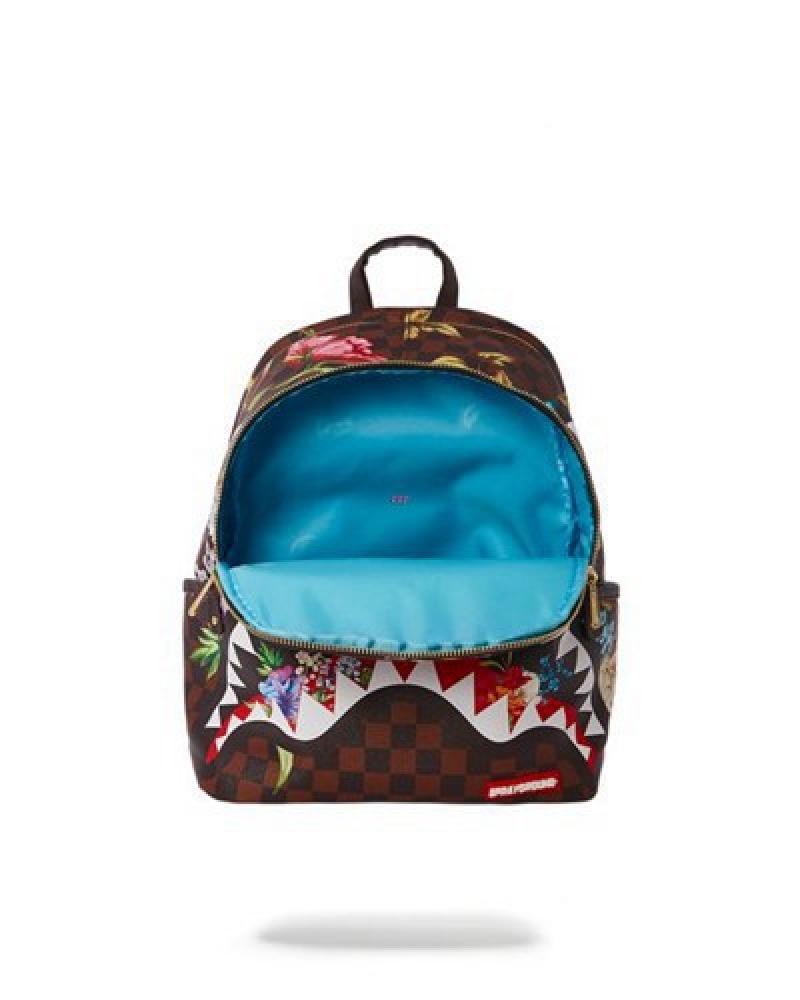 Brown Sprayground Garden Of Sharks Savage Backpacks | 82657-KPIV