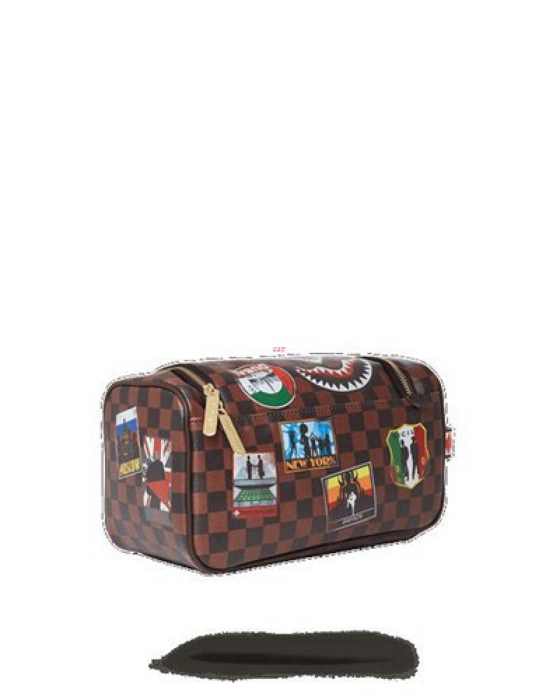 Brown Sprayground Global Mogul Bags | 84379-QRDZ