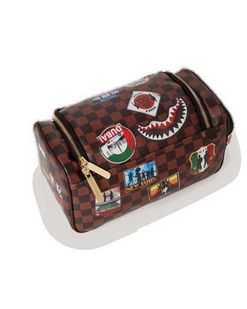 Brown Sprayground Global Mogul Bags | 84379-QRDZ