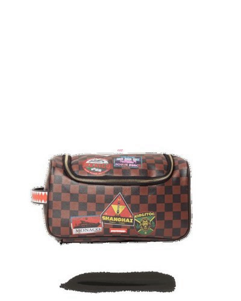 Brown Sprayground Global Mogul Bags | 84379-QRDZ