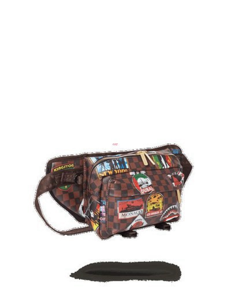 Brown Sprayground Global Mogul Cargo Crossbody Bags | 87301-HNTE