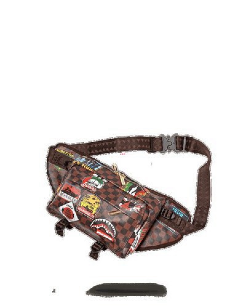 Brown Sprayground Global Mogul Cargo Crossbody Bags | 87301-HNTE