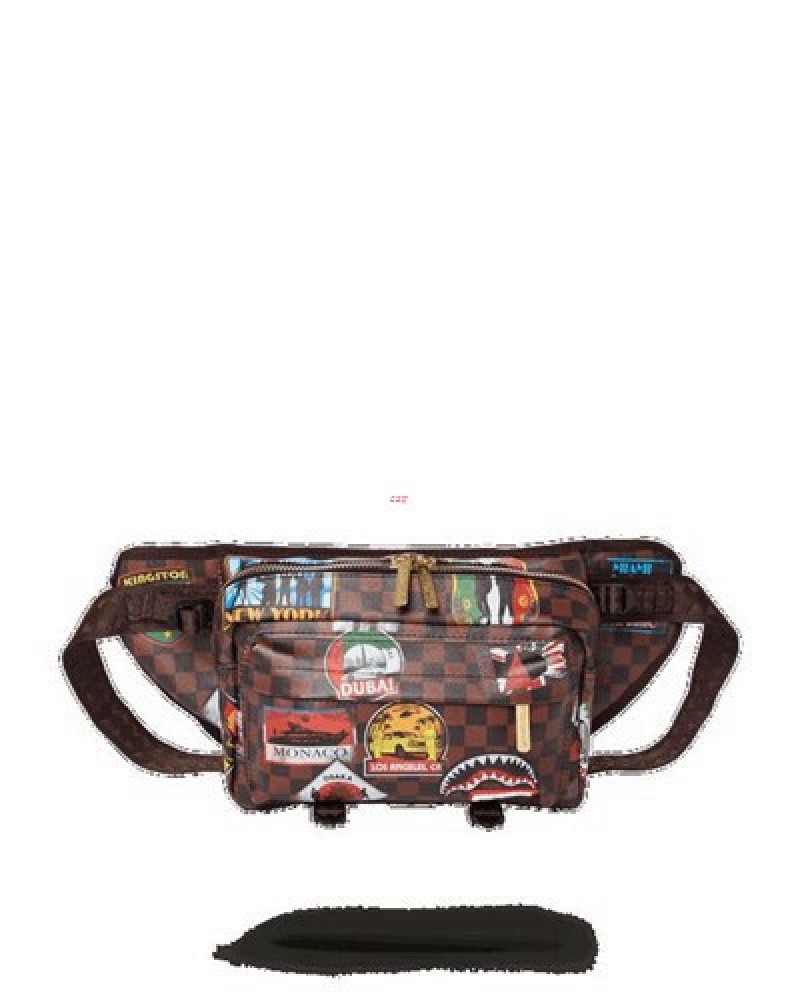 Brown Sprayground Global Mogul Cargo Crossbody Bags | 87301-HNTE