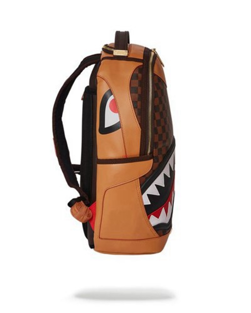 Brown Sprayground Henny Air To The Throne (Dlxv) Backpacks | 47063-GLHS