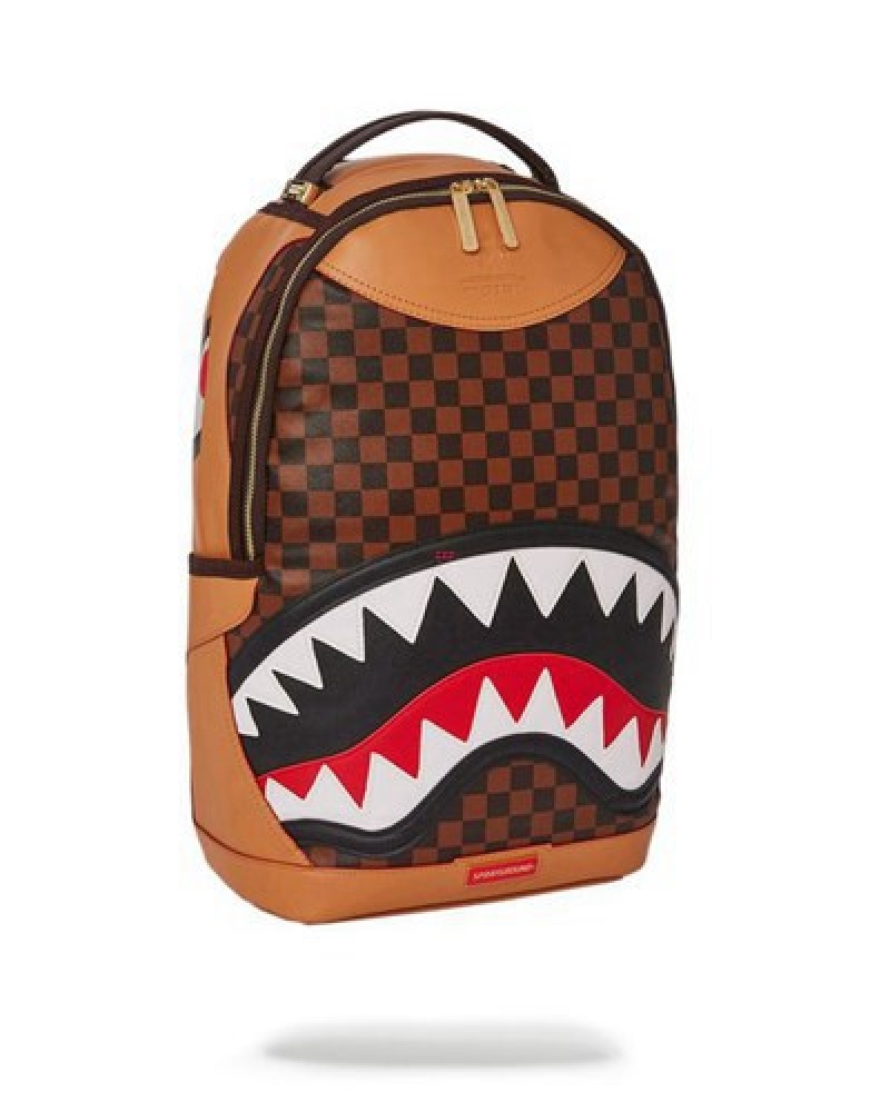 Brown Sprayground Henny Air To The Throne (Dlxv) Backpacks | 47063-GLHS