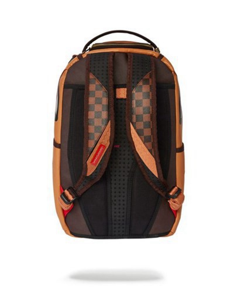 Brown Sprayground Henny Air To The Throne (Dlxv) Backpacks | 47063-GLHS