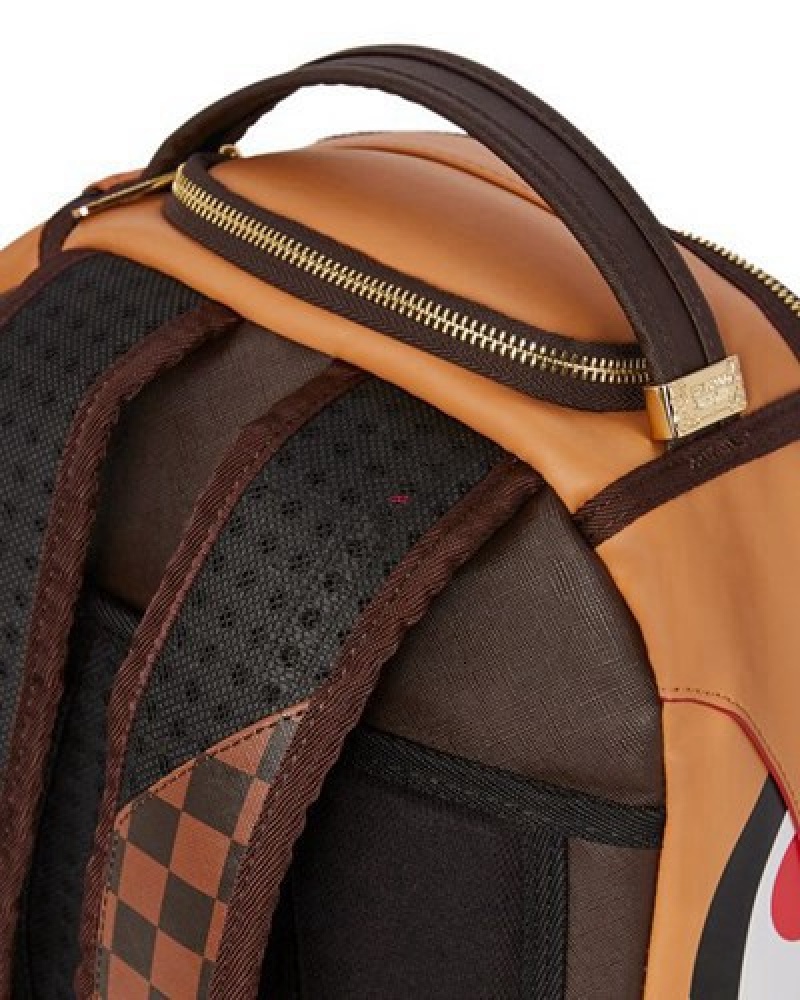 Brown Sprayground Henny Air To The Throne (Dlxv) Backpacks | 47063-GLHS