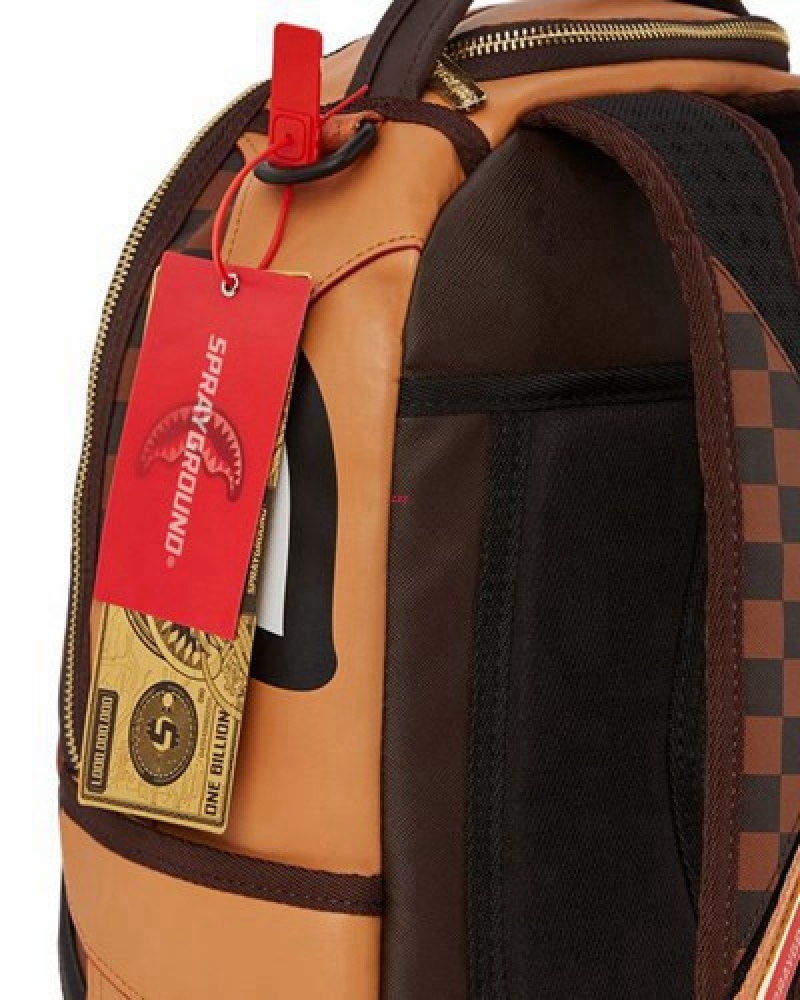 Brown Sprayground Henny Air To The Throne (Dlxv) Backpacks | 47063-GLHS