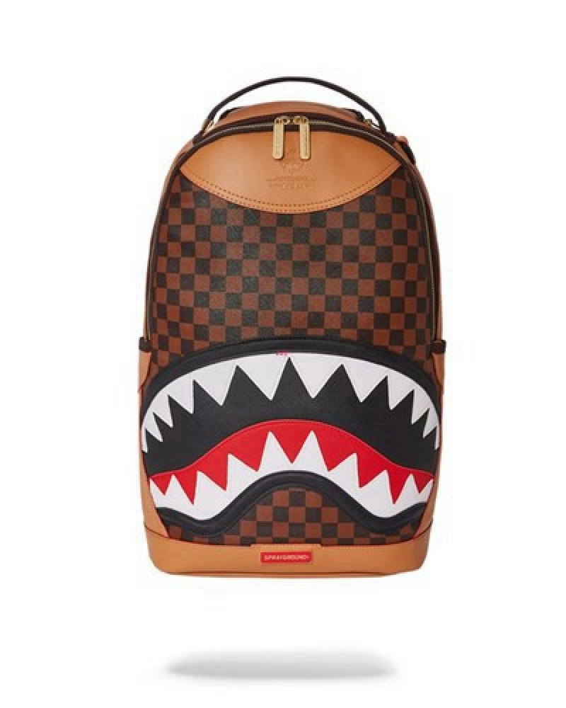 Brown Sprayground Henny Air To The Throne (Dlxv) Backpacks | 47063-GLHS