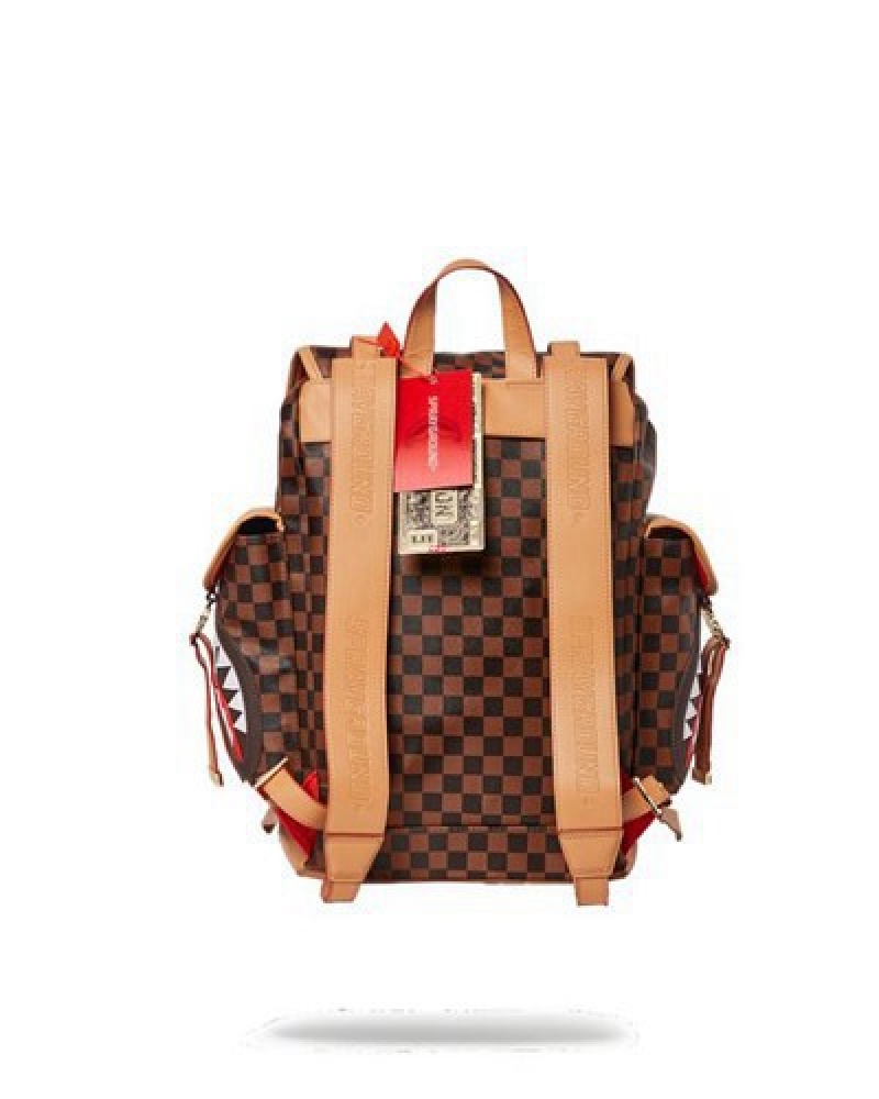 Brown Sprayground Henny Air To The Throne Monte Carlo Backpacks | 96128-PJOT