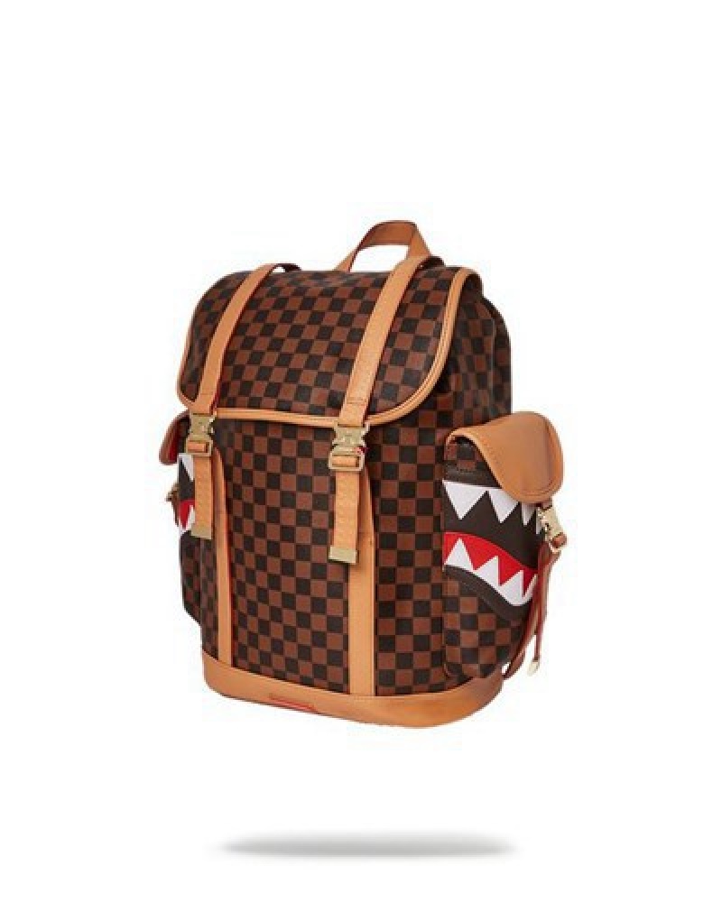 Brown Sprayground Henny Air To The Throne Monte Carlo Backpacks | 96128-PJOT