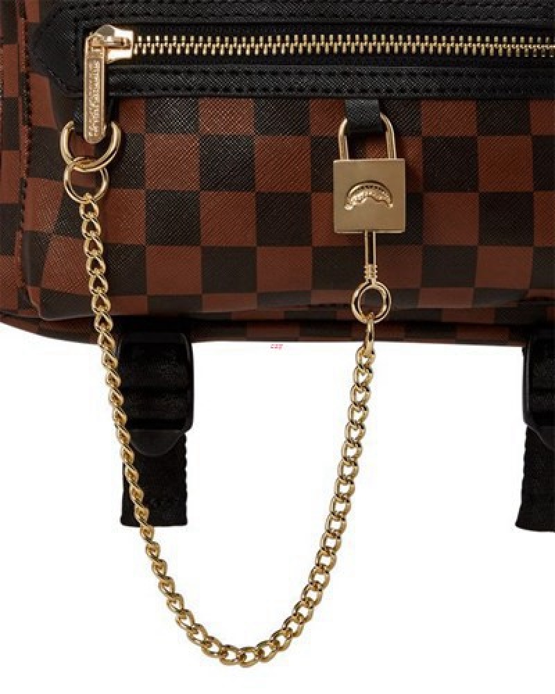 Brown Sprayground Henny Lock Sharks In Paris Cargo Crossbody Bags | 85620-NRKI