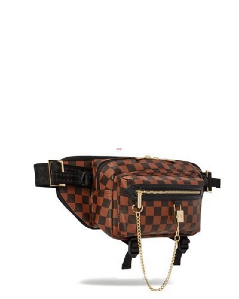 Brown Sprayground Henny Lock Sharks In Paris Cargo Crossbody Bags | 85620-NRKI