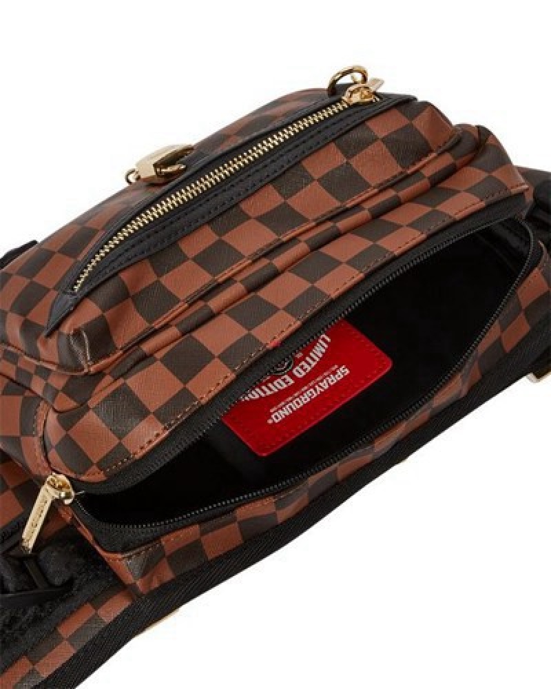 Brown Sprayground Henny Lock Sharks In Paris Cargo Crossbody Bags | 85620-NRKI